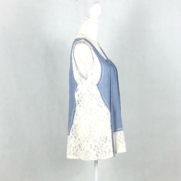 A’reve Lace Sleeveless Denim Top - Picture 2 of 8